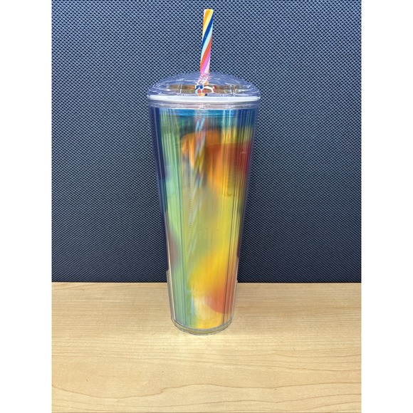 Starbucks 24 Oz Cold Cup Tumbler Dome Top Rainbow Pride KALEIDOSCOPE NEW 2021 - Picture 6 of 11